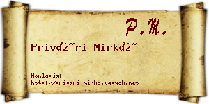 Privári Mirkó névjegykártya